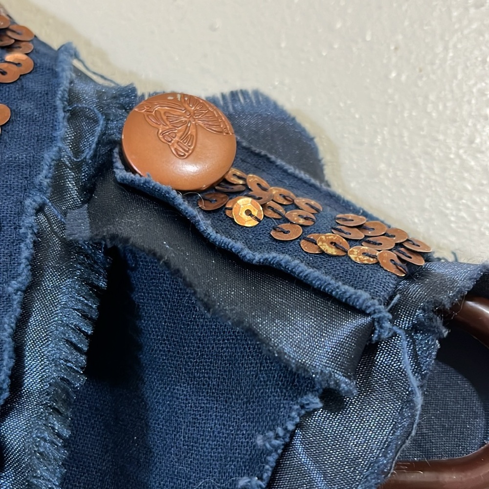 Yoki child’s blue jean vest with copper sequins. Size Large - Picture 5 of 8